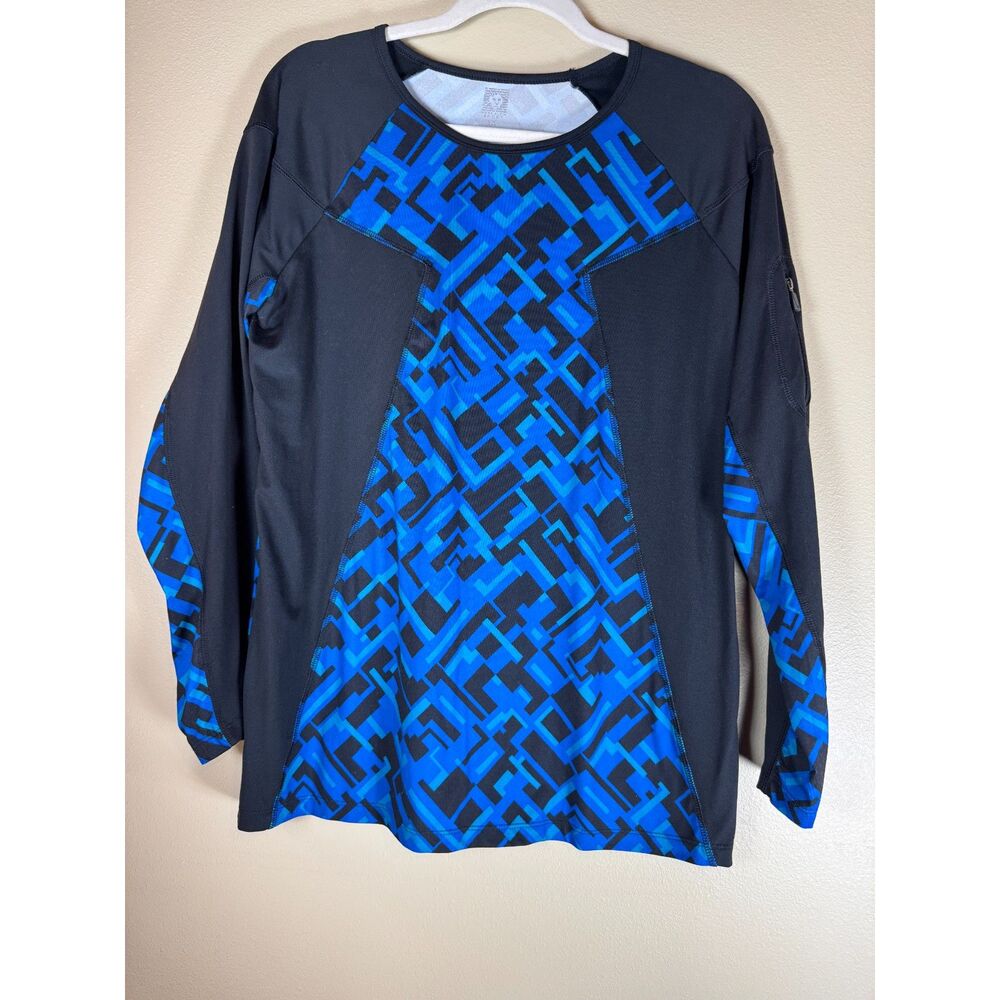 Anne Klein Sport Top, Black, Blue and Green, Sz 1X